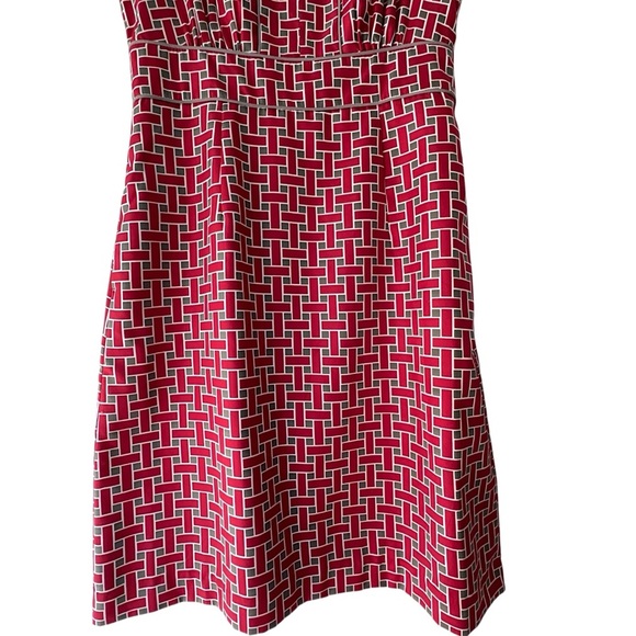 BANANA REPUBLIC | NWOT SLEEVELESS RED GEOMETRIC SHEATH DRESS SPLIT NECK | SIZE 4 - Picture 6 of 11